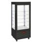 Preview: INN/VN-B9-R2 (25) Panorama Vitrine 4 Seiten T° positiv, 5 Regale aus Glas, belüftet, 480 Lit., SCHWARZ
