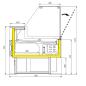 Preview: FC15/B5-VR2 (25) Florence Verkaufstheke Umluft mit gerader Glasscheibe 90°, mit Reservefach - SCHWARZ