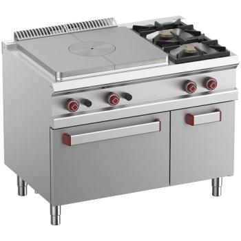 G7/T2BFA11-N (25) Gas Glühplatte, 2 Brenner, Gasbackofen GN 2/1, Unterbau GN1/1, 110x70x85