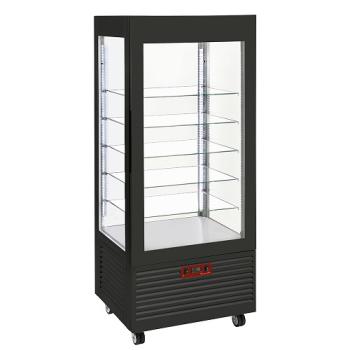 INN/VN-B9-R2 (25) Panorama Vitrine 4 Seiten T° positiv, 5 Regale aus Glas, belüftet, 480 Lit., SCHWARZ