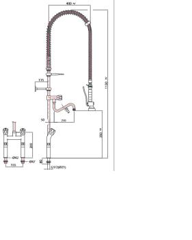 PREMIUM 20922013 3E.3016.4L.11 781199 (25) 2- Loch Geschirrwaschbrause mit Low-Flow Brausekopf Wasser- u. Energiesparbrause
