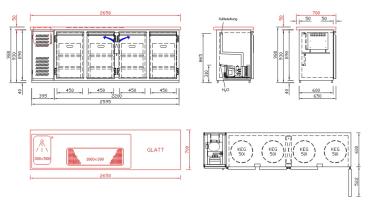 Palermo (25) K 304370 304371 304372 304373 Getränketheke mit Abdeckung, 1 Becken, 4 Türen