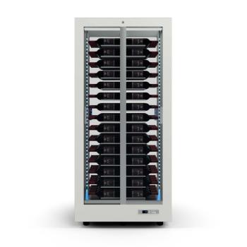 GVV-1/TR-R2_DE53-BI (25) Weinkühlvitrine, weiß, 120 Weinflaschen.