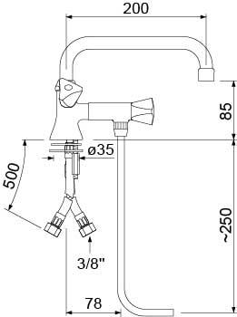 540270 VE.120.060.0N5.V1 (23) GV Thekenarmatur Einloch-Mischbatterie für Hochdruck