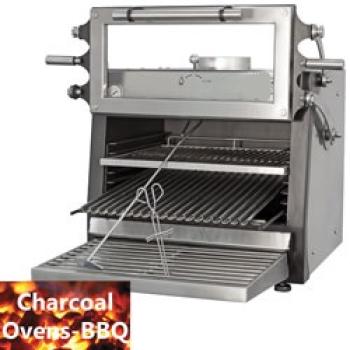 CBQ-075/RX (25) Holzkohleofen-BBQ, GN 1/1 + GN2/4 (75 Kg/h)- Anhebbar Tür/Edelstahl