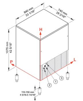ICE130A-R2 (25) Eiswürfelbereiter gefüllte Eiswürfel 125Kg/24Std mit Reservebehälter  65 kg