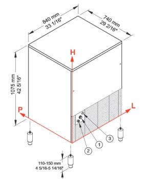 ICE130A-R2 (23) Eiswürfelbereiter gefüllte Eiswürfel 125Kg/24Std mit Reservebehälter  65 kg