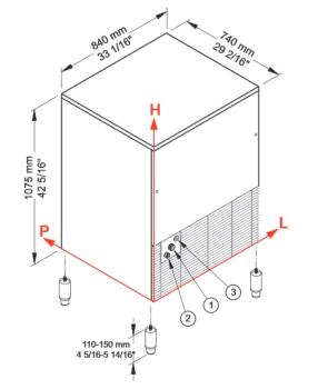 ICE155A-R2 (24) Eiswürfelbereiter gefüllte Eiswürfel 155Kg/24Std mit Reservebehälter 65 kg