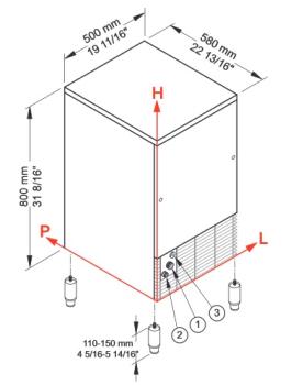 ICE50A-R2 (25) Eiswürfelbereiter gefüllte Eiswürfel 45KG/24Std mit Reservebehälter 25 kg