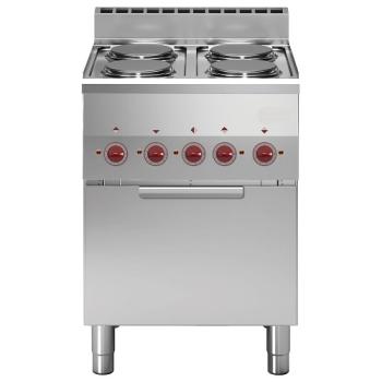 E60/4PFV6-N (25) Elektroherd 4 Kochplatten und Konvektionsbackofen GN 2/3