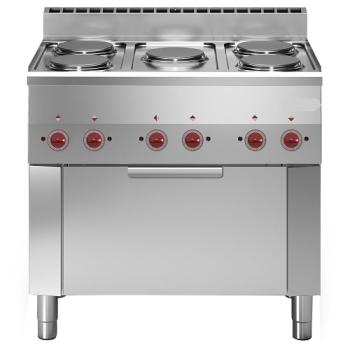 E60/5PFV9-N (25) Elektroherd 5 Kochplatten und Konvektionsbackofen GN1/1