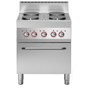 E65/4PFV7-N (25) Elektroherd 4 Kochplatten, Backofen GN1/1, 70x65x85