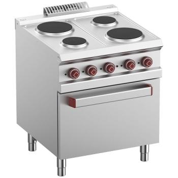 E7/4PF7-N (25) Elektroherd 4 Platten mit Elek. Backofen GN 2/1 und Elek. Grill, 70x70x85