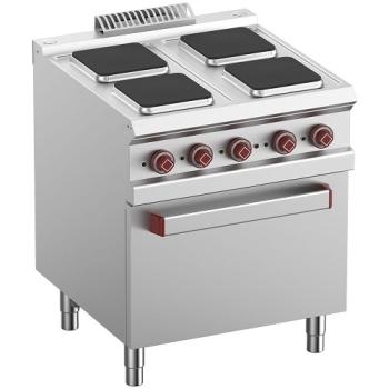E7/4PQF7-N (24) Elektroherd 4 Squadrat Platten auf Elek. Backofen GN 2/1 und Grill