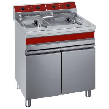 WR-EF28-E2 F14_14E/M (25) Elektro Fritteuse, 2x 9KW, 2 Becken 2x 14 Liter, Unterschrank