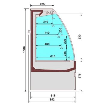 FRM25-G5 (25) Rimini Wandkühlregal, Selbstbedienung, offen - SCHWARZ, 852mm