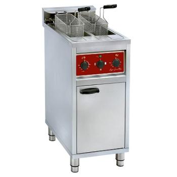 FSM-2V6E/N (25) Elektro Fritteuse 12KW, "hohe Kapazität", 2 Becken 10 Liter mit Unterschrank