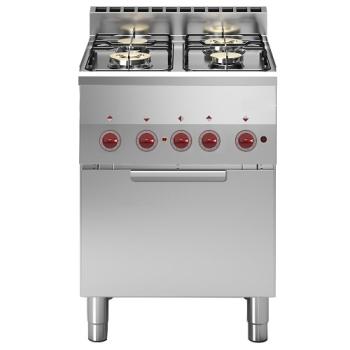 G60/4BFEV6-N (25) Gasherd 4 Brenner und Elektro Konvektionsbackofen GN 2/3