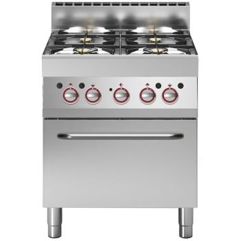 G65/4BFEV7-N (25) Gasherd 4 Brenner mit Elektro Konvektionsofen GN1/1