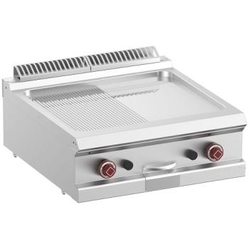 G7/PMCD7T-N (25) Gas Grillplatte 1/2 glatt 1/2 gerillt, hartverchromt, Tischgerät, 70x70x25