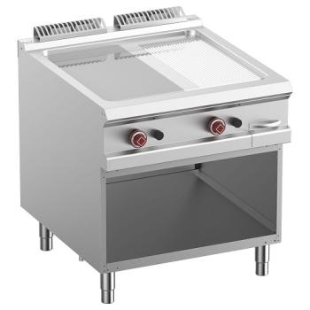 G9/PMCA8-N (25) Gas-Grillplatte 2/3 glatt & 1/3 gerillt, Mod. 1/1, offener Unterbau