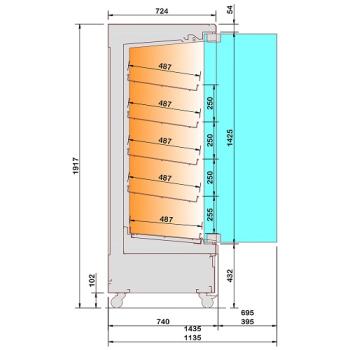 HAS10-G5 (25) Beheizte Vitrine, Selbstbedienung, mit Glastür, auf Rädern - FULL BLACK