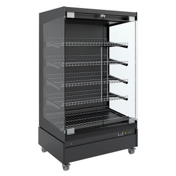 HAS08-G5 (25) Beheizte Vitrine, Selbstbedienung, mit Glastür, auf Rädern - FULL BLACK