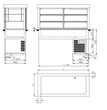 IN/RCTV12-R2 (25) EinbauKühlvitrine auf Kühlwanne mit Kältemaschine 3 GN 1/1