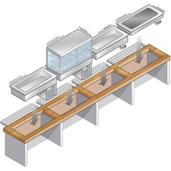 IN/RPTV15-R2 (23) EinbauKühlvitrine auf Kühlplatte mit Kältemaschine 4 GN 1/1