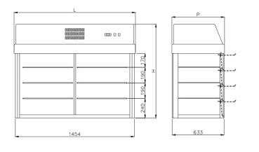 IN/VTAF15-R2 (23) Einbau Kühlvitrine mit Boden zum Aufstellen (für Element 4 GN 1/1)