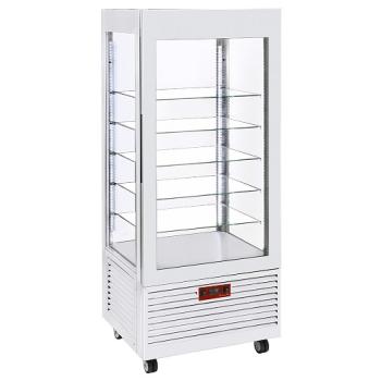 INN/VB-W5-R2 (25) Panorama Vitrine 4 Seiten T° negativ, 5 Regale aus Glas, belüftet, 480 Lit., Weiß