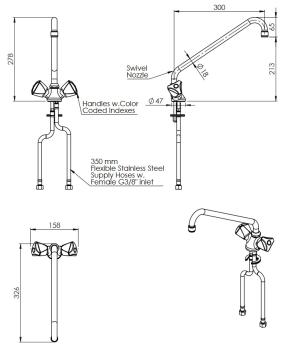 EASY 20911017 1C.2455.58.S3 776854 (25) Knebel-Mischbatterie mit Schwenkhahn 3/8 Zoll Wasseranschluß
