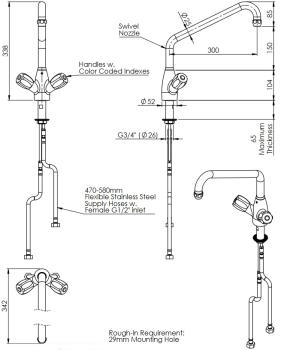 PREMIUM 20911018 1E.2104.19.11 CW7001-HD (23) Knebelmischer mit Schwenkhahn - 1/2"