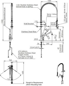 PREMIUM 20921019 2E.2912.4L.72/C82 780981 (25) Geschirrwaschbrause mit Low-Flow Brausekopf Wasser- u. Energiesparbrause