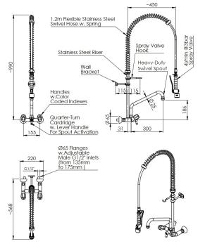PREMIUM 20922014 2E.4015.4L.11/C19 781030 (25) Geschirrwaschbrause mit Low-Flow Brausekopf Wasser- u. Energiesparbrause