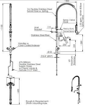 PREMIUM 20921013 3E.2103.4L.11 781187 (25) Geschirrwaschbrause mit Low-Flow Brausekopf Wasser- u. Energiesparbrause