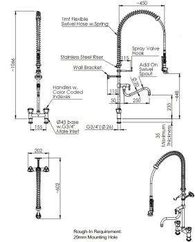 STYL 20922018 3S.3003.19N.K13 781236 (25) Geschirrwaschbrause mit Zweiloch-Mischbatterie und Schwenkhahn