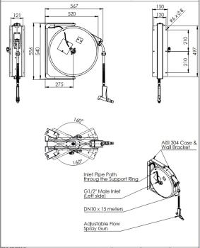 MAX-15/R2 MAXIReel 5R.M15.449 (25) Schlauchaufroller, 15m Schlauch, Handbrause NITO-I