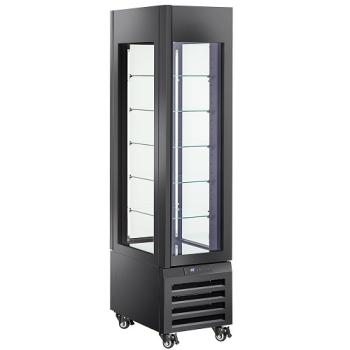 MAX/305-PB (25) Exalta Panorama Vitrine für Gebäck 260 l, 5 Glasstufen, Umluft - SCHWARZ