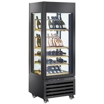 MAX/507-VB2 (25) Exalta Panorama Vitrine für Wein 440 l, 1 Ebene + 4 Regale, Umluft - SCHWARZ