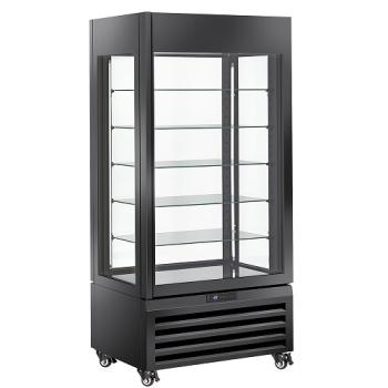 MAX/609-PB (25) Exalta Panorama Vitrine für Gebäck 600 l, 5 Glasstufen, Umluft - SCHWARZ
