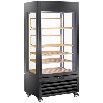 MAX/609-VB2 (25) Exalta Panorama Vitrine für Wein 600 l, 1 Ebene + 4 Regale, Umluft - SCHWARZ