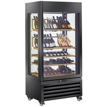 MAX/609-VB2 (25) Exalta Panorama Vitrine für Wein 600 l, 1 Ebene + 4 Regale, Umluft - SCHWARZ