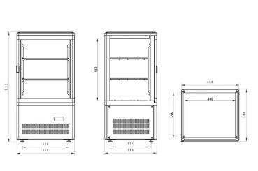 MIC-36B/R6 (23) Tischkühlvitrine Aufsatzvitrine, 4-seitig verglast, 3 Ebenen "schwarz"