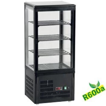 MIC-48B/R6 (25) Tischkühlvitrine Aufsatzvitrine, 4-seitig verglast, 4 Ebenen "schwarz"