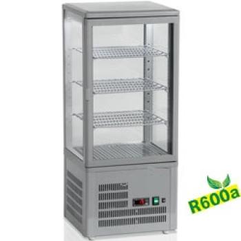 MIC-48G/R6 (25) Tischkühlvitrine Aufsatzvitrine, 4-seitig verglast, 4 Ebenen "silber"