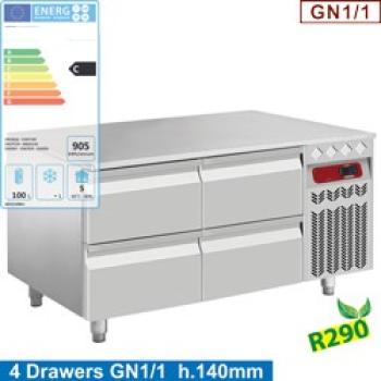 N77/R212G-9D (25) Kühlunterbau - 4x 1/2 Schubladen GN 1/1- h 100mm