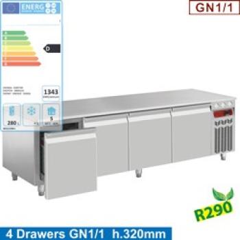 N77/R420G-9C (25) Kühlunterbau, 4 Schubladen GN 1/1-h 200 mm