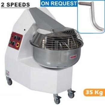 PBR-35/T2V (25) Gabelmischer-Teigkneter, 35 kg, 2 Geschwindigkeiten - Timer, auf Rädern