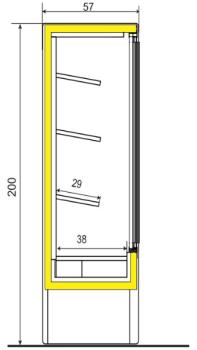PD15/B5-R2C (25) Padova Wandkühlregal, steckerfertig mit Schiebetüren schwarz